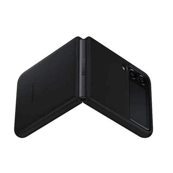 Cover Samsung Z Flip 3 5G Leather With Ring - Black